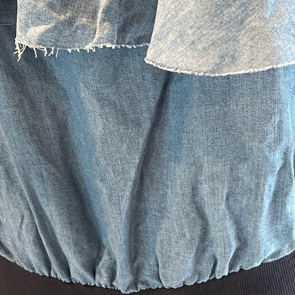 NWT ZARA Blue Denim Ruffled Chambray Camisole Spaghetti Strap Bodysuit Small - Picture 9 of 15